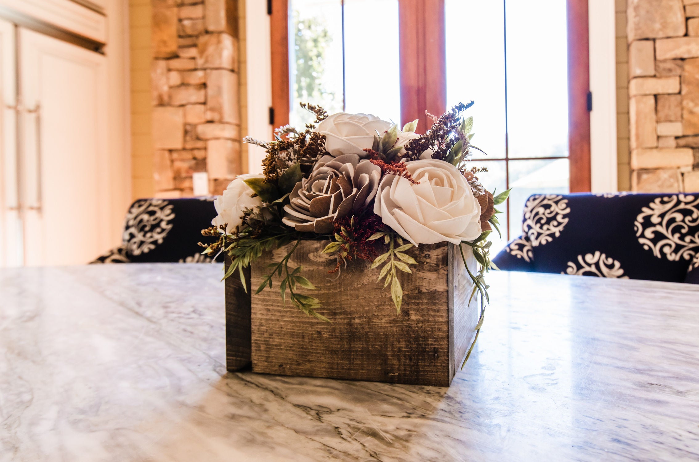 Wood Flower Arrangement in a Wood Box – My Wood Flowers